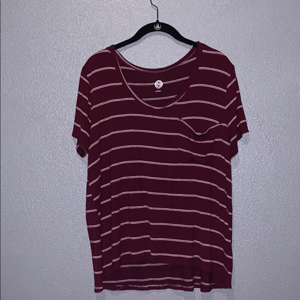 Maroon striped crop t-shirt